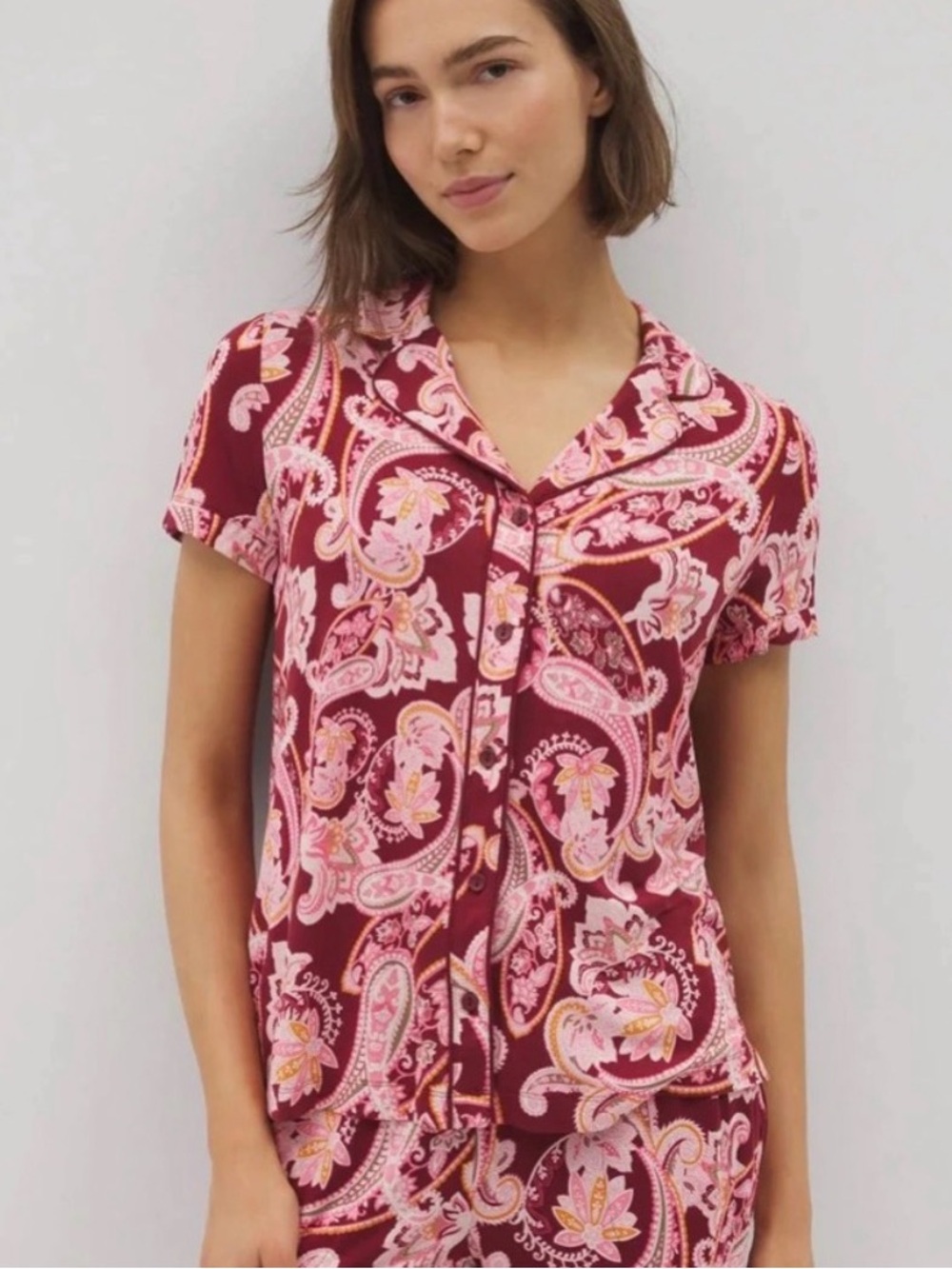 Soma Cool Nights Kashmir Paisley Kiss Sleep Pajama Pj’s Shirt Top Sz XL NEW
